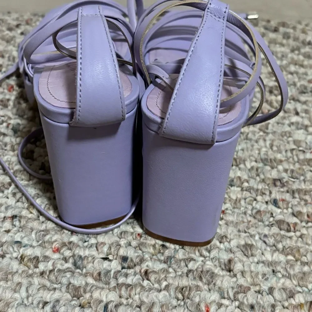 SCHUTZ Glenna Platform Leather Sandal Smokey Grape Purple 3.5” Heel- Size 8
